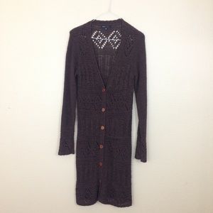 Brown BCBG Maxazria Long Button Up Sweater Coat